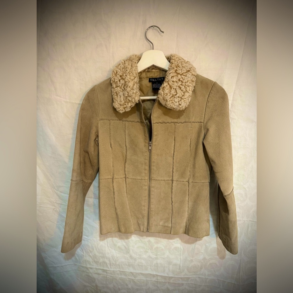 full tilt beige leather jacket !